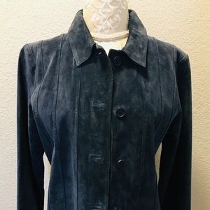 Margaret Godfrey blue leather jacket size 10 NEW